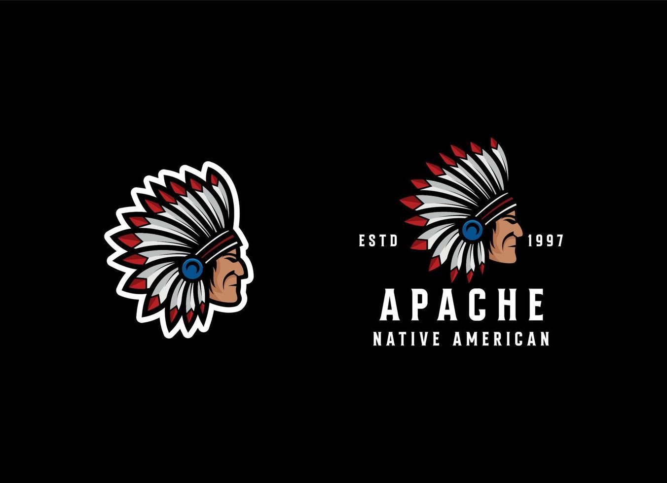 Native American Indian Chief head profile . Mascot sport team logo. vector