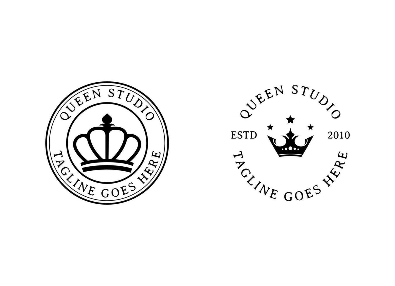 plantilla de vector de diseño de logotipo abstracto de la reina real del logotipo de la corona vintage. icono de concepto de logotipo de símbolo geométrico.