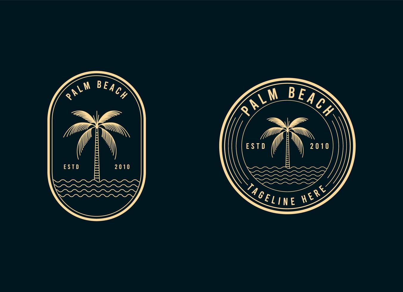 plantilla de diseño de logotipo vectorial con palmera - insignia y emblema abstractos de verano y vacaciones vector