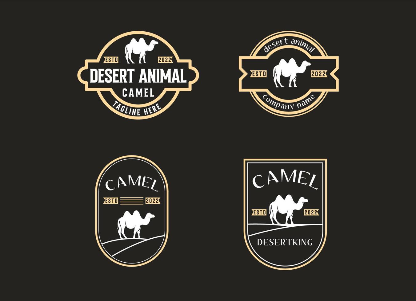 Camel and desert of arab logo design vector