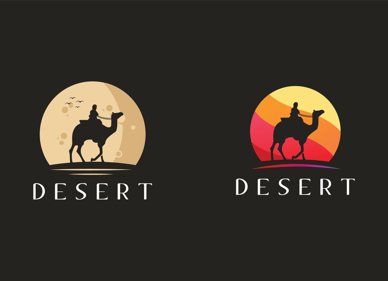 Camel and desert of arab logo design vector