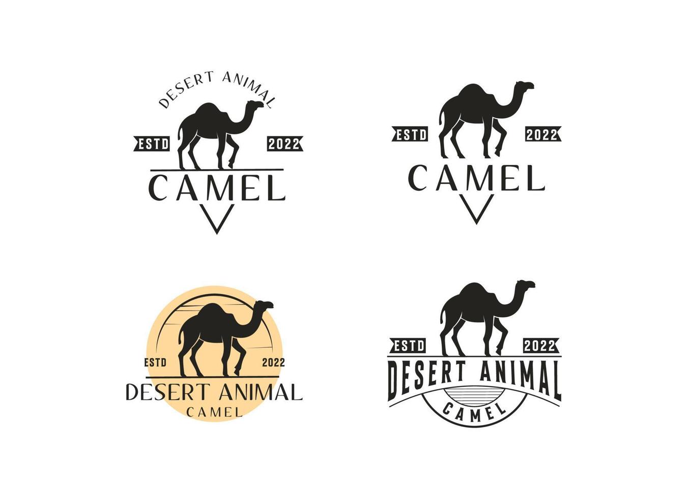 Camel and desert of arab logo design vector