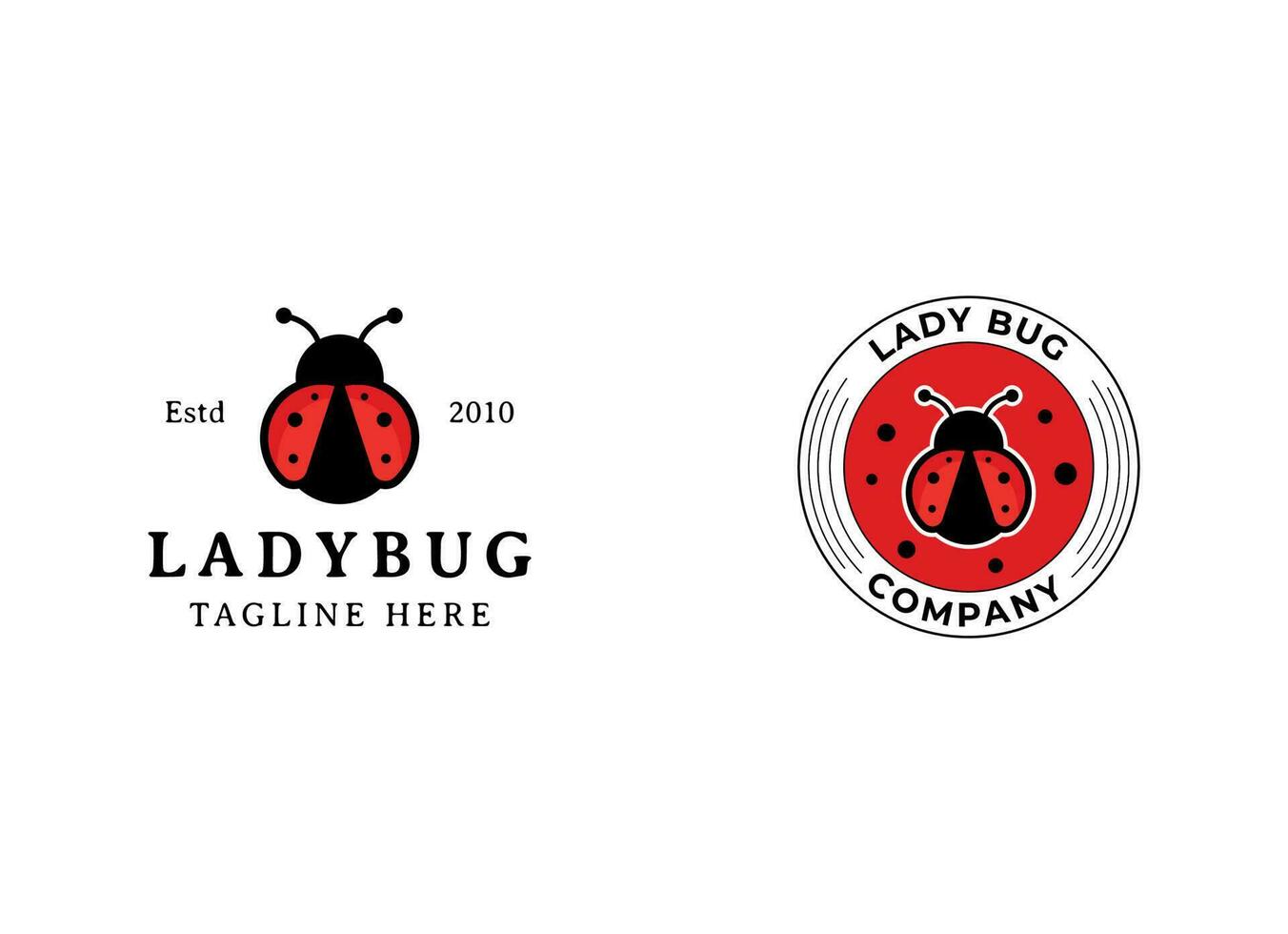 Simple ladybug logo design inspiration vector