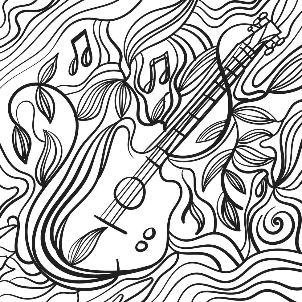 doodle abstract guitar music backgrouns vector illustration