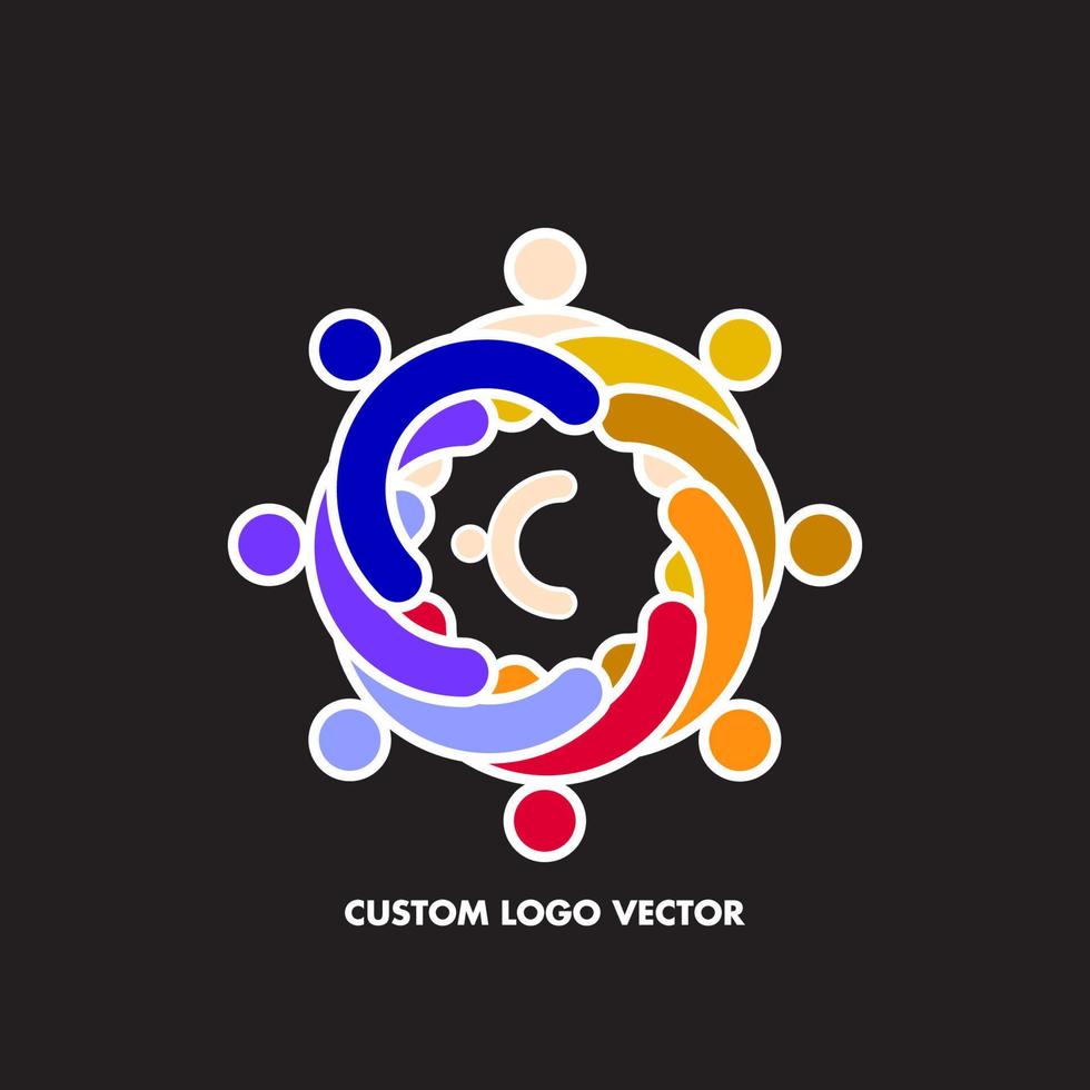 people community custom logo vector illustration