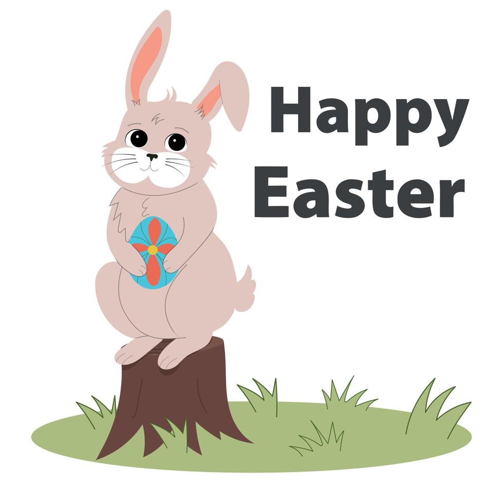 Happy Easter greeting card with rabbit. vector