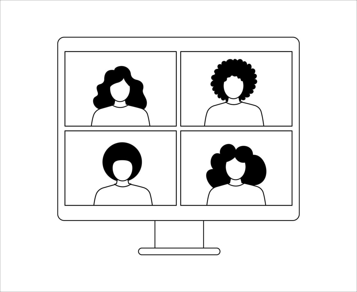 Video conference. Illustration with people in flat style vector