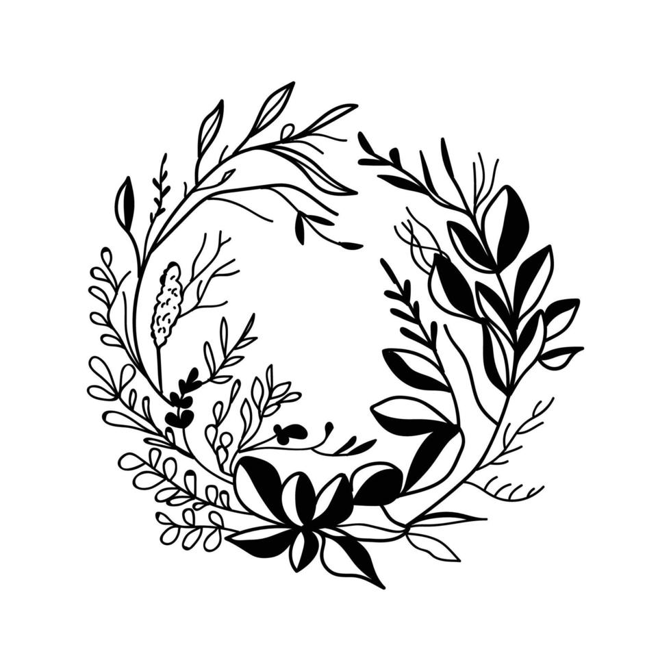 colección de hojas de hierbas de arte de follaje natural de eucalipto de helechos forestales en estilo silueta. ilustración elegante de belleza decorativa para diseño floral dibujado a mano vector