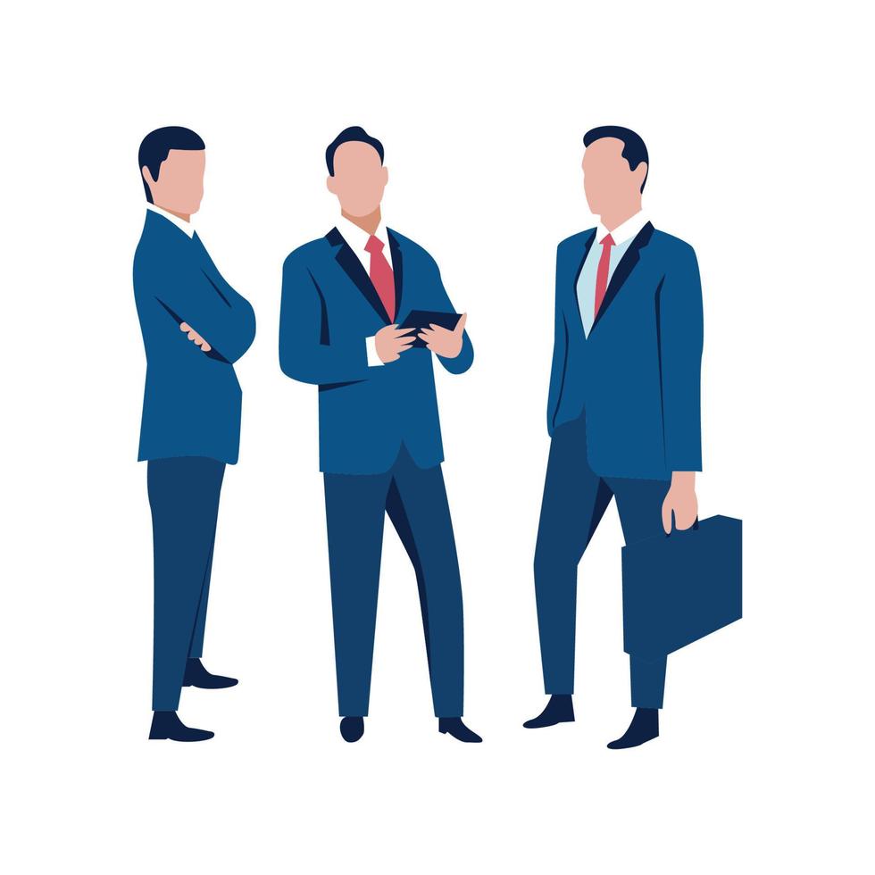 Young business man in work clothes with different gestures make isolated vector illustration