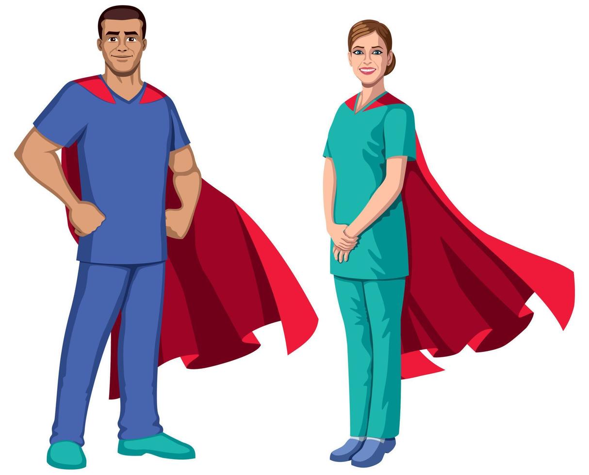 Nurse Superheroes on White vector