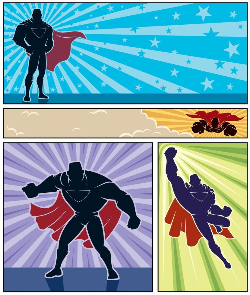 superhéroe pancartas conjunto vector