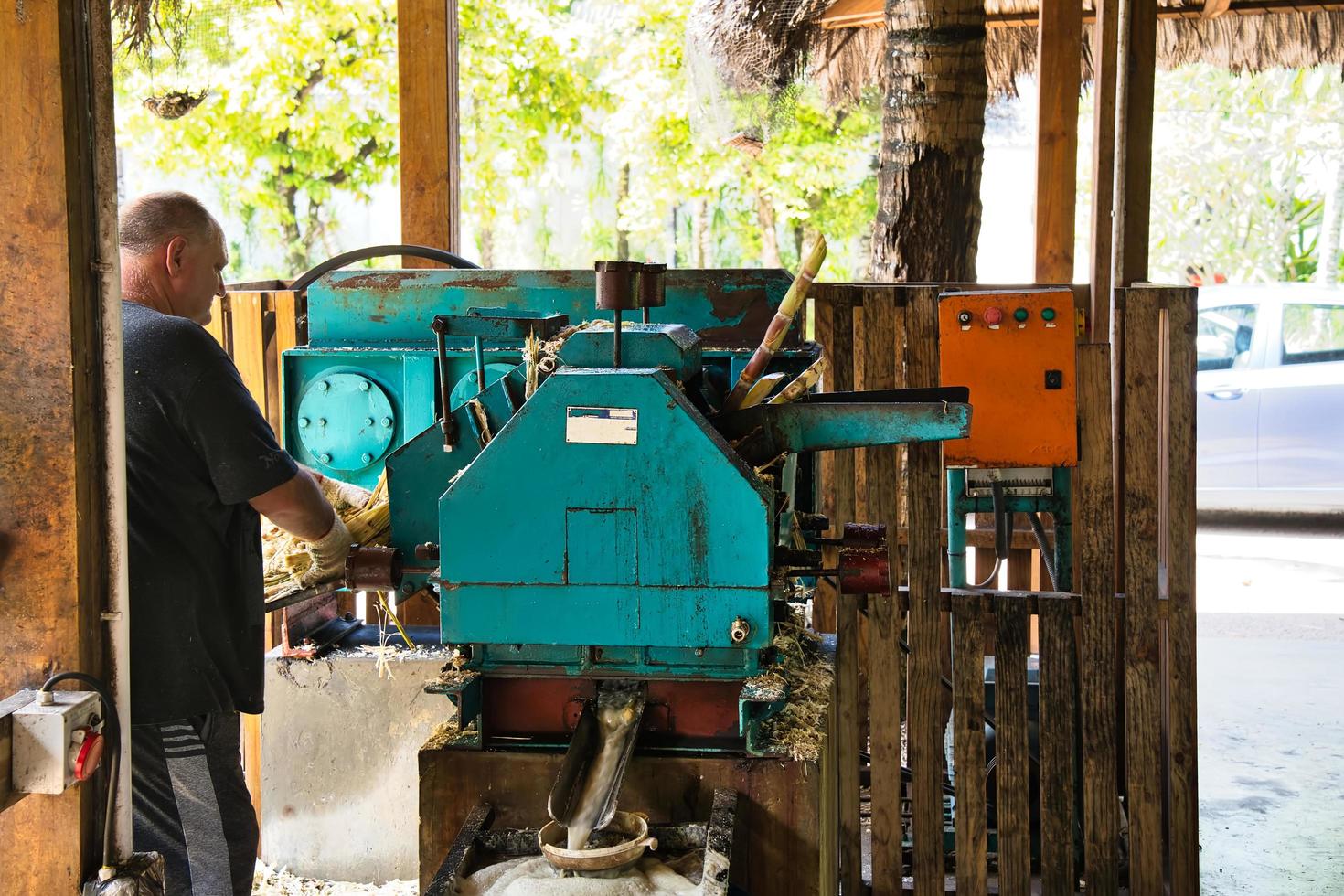 Mahe Seychelles 20.01.2023 Sugarcane machine at takamaka rum distillery photo