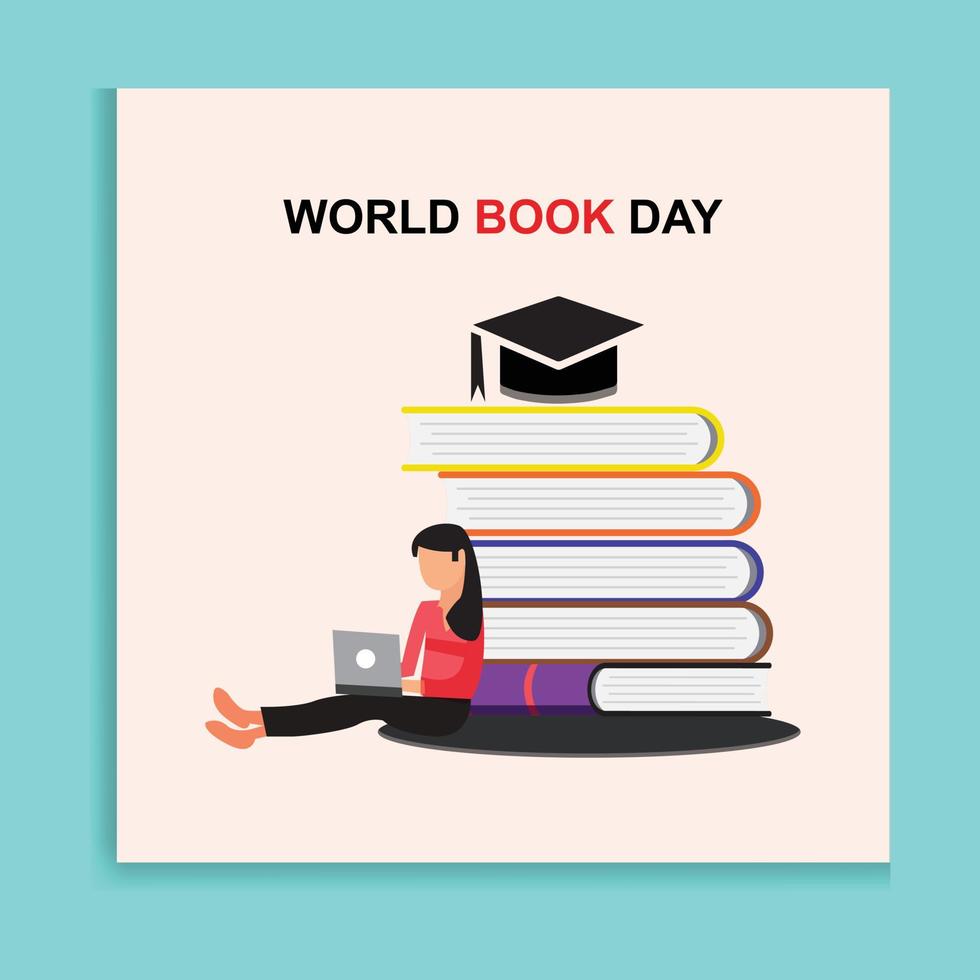 Book festival concept - a group of tiny people reading a huge book. Vector illustration, poster and banner