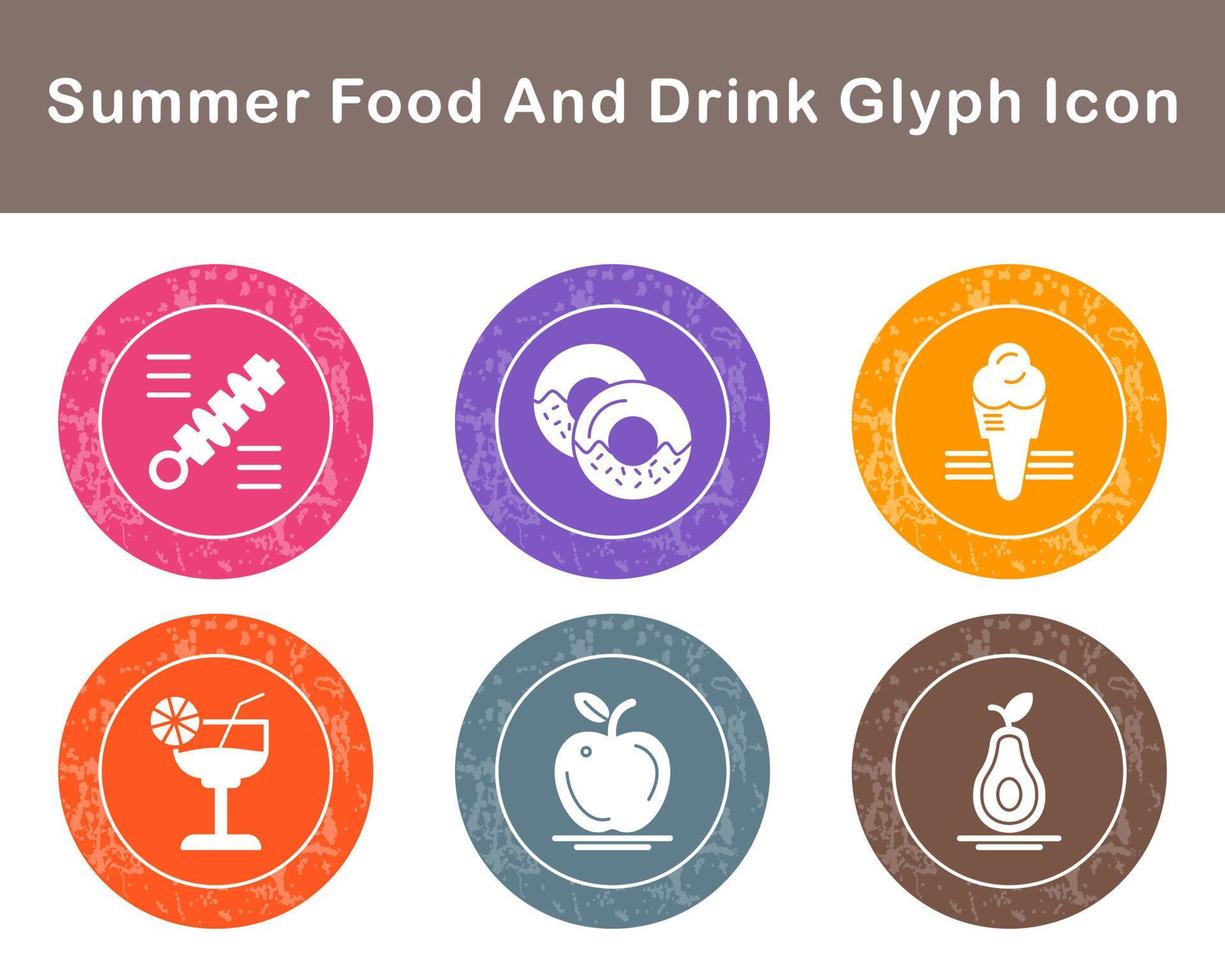 Summer Food And Drink Vector Icon Set