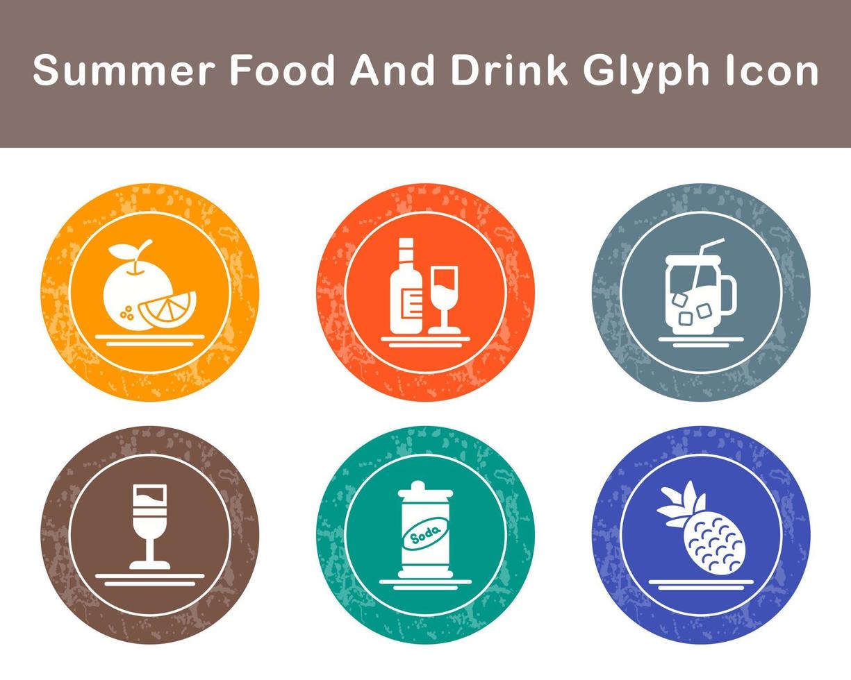 Summer Food And Drink Vector Icon Set