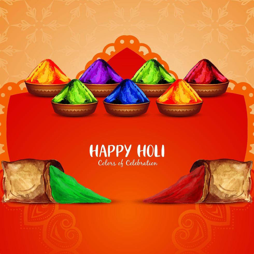 Happy Holi Indian Hindu traditional festival celebration card vector