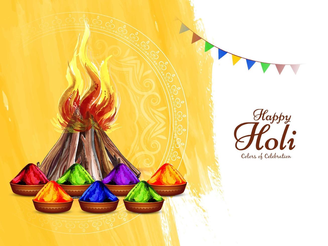 Happy Holi Indian Hindu traditional festival celebration card vector