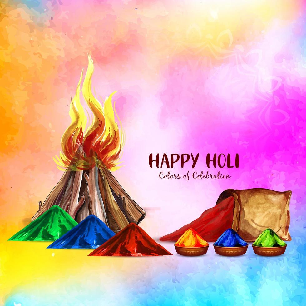 Traditional Happy Holi indian hindu festival background design vector