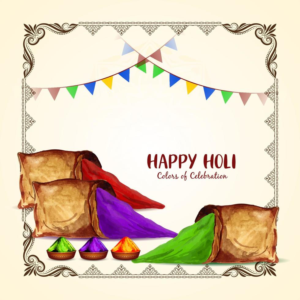 Happy Holi festival of color celebration greeting card design vector