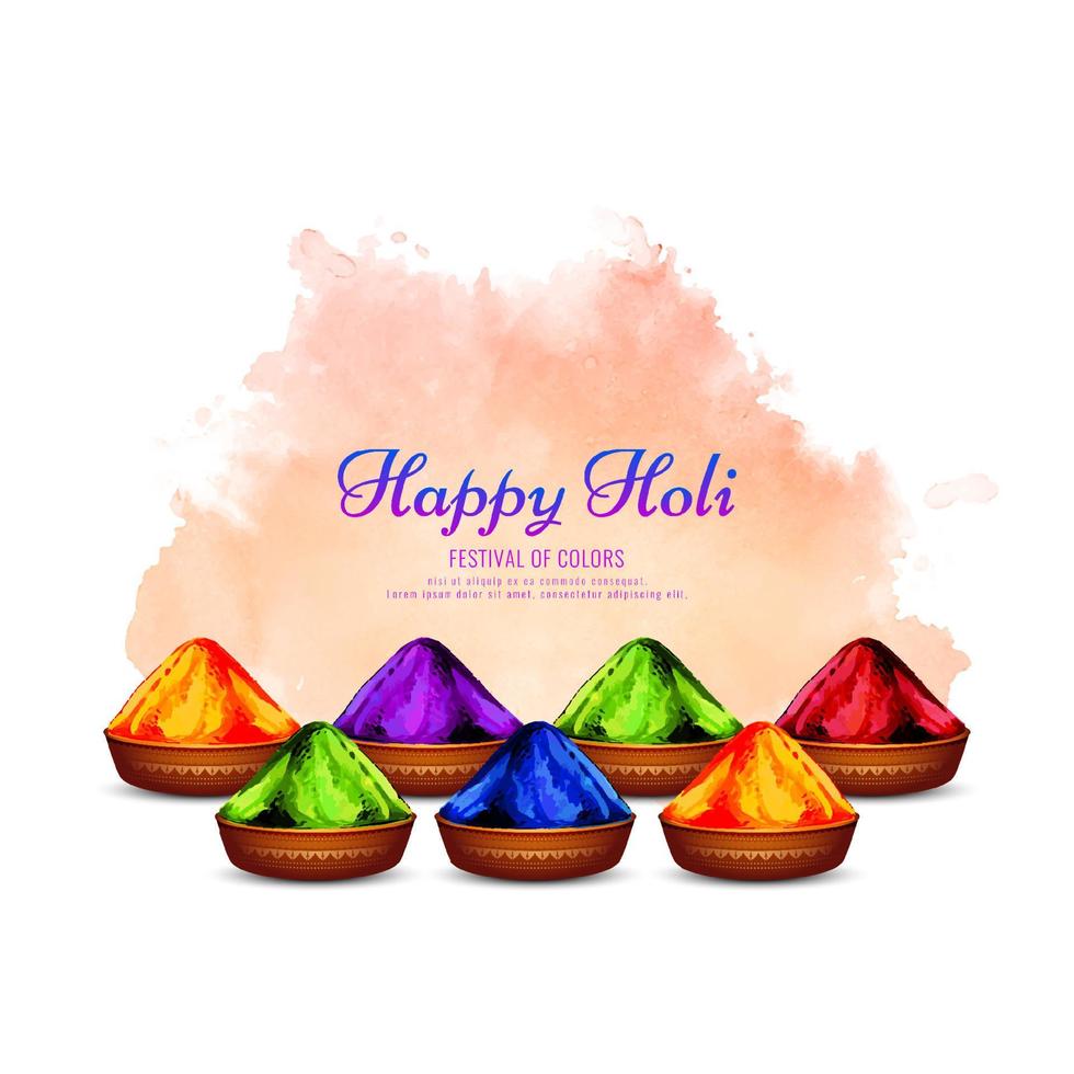 Elegant Happy Holi indian festival greeting card design vector