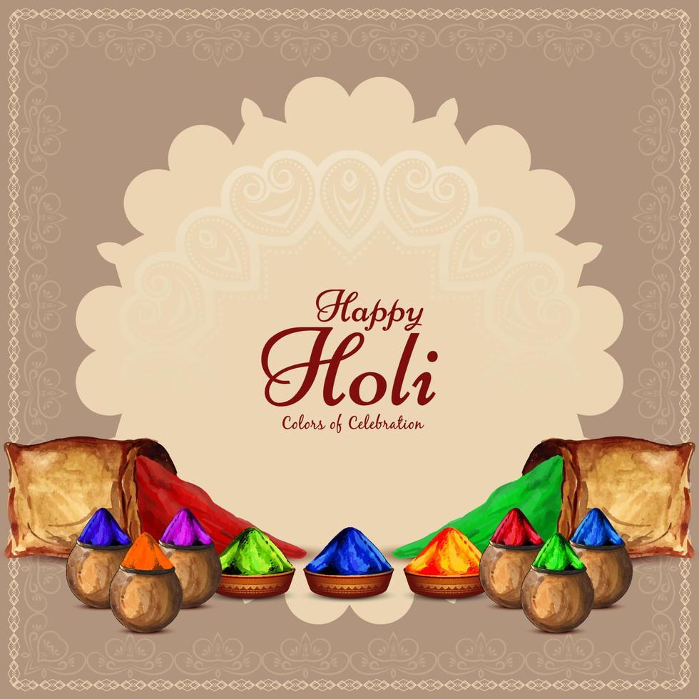 Happy Holi indian hindu colorful celebration festival card design vector