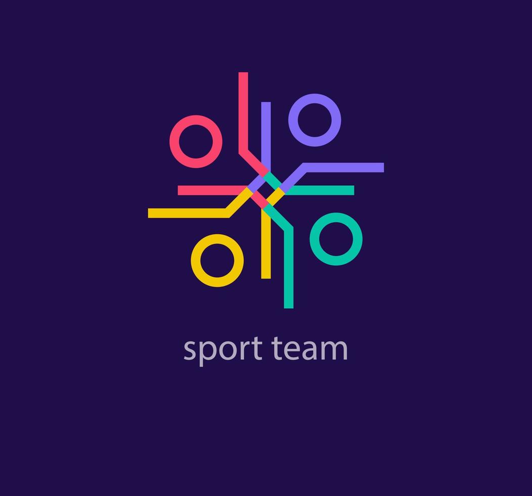 Unique linear sport people logo. Modern color transitions. Sport event cycle logo template. vector. vector