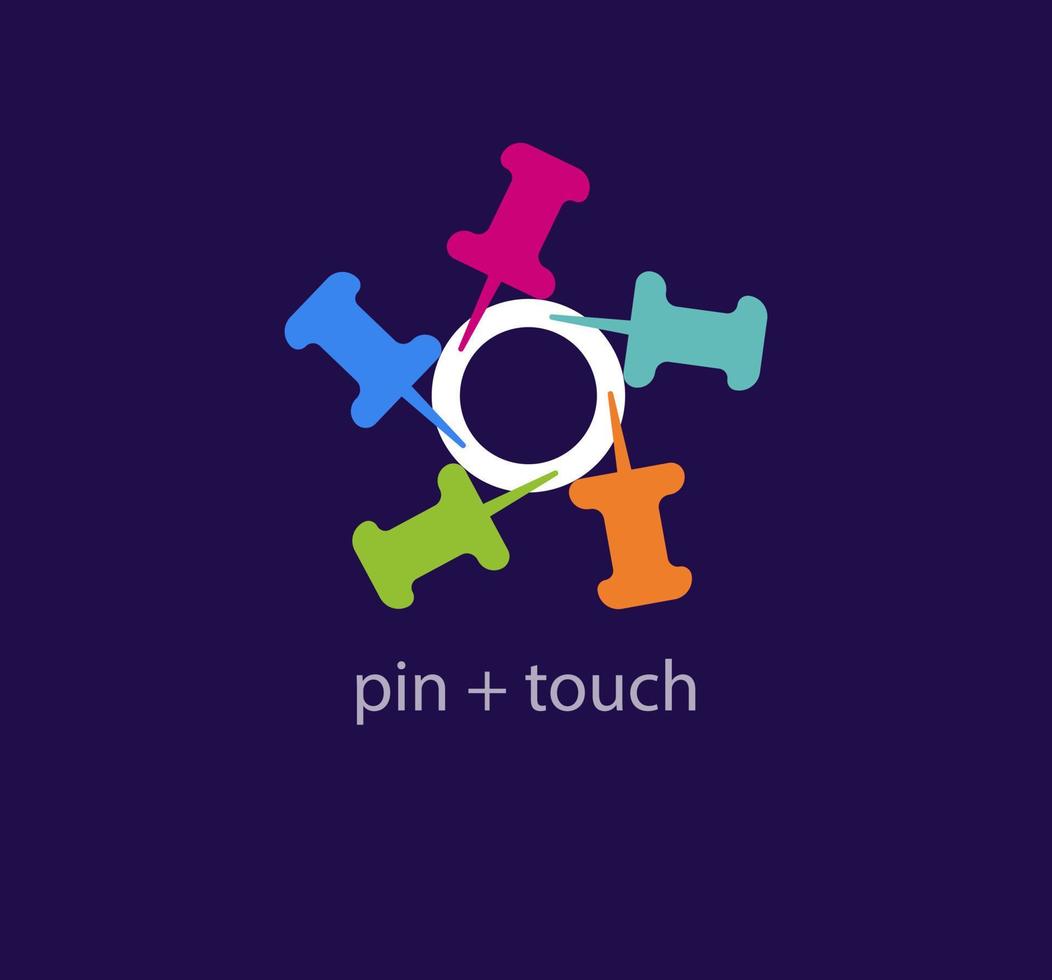 Unique cyclic pin center logo. Modern color transitions. Thumbtack cycle logo template. vector. vector