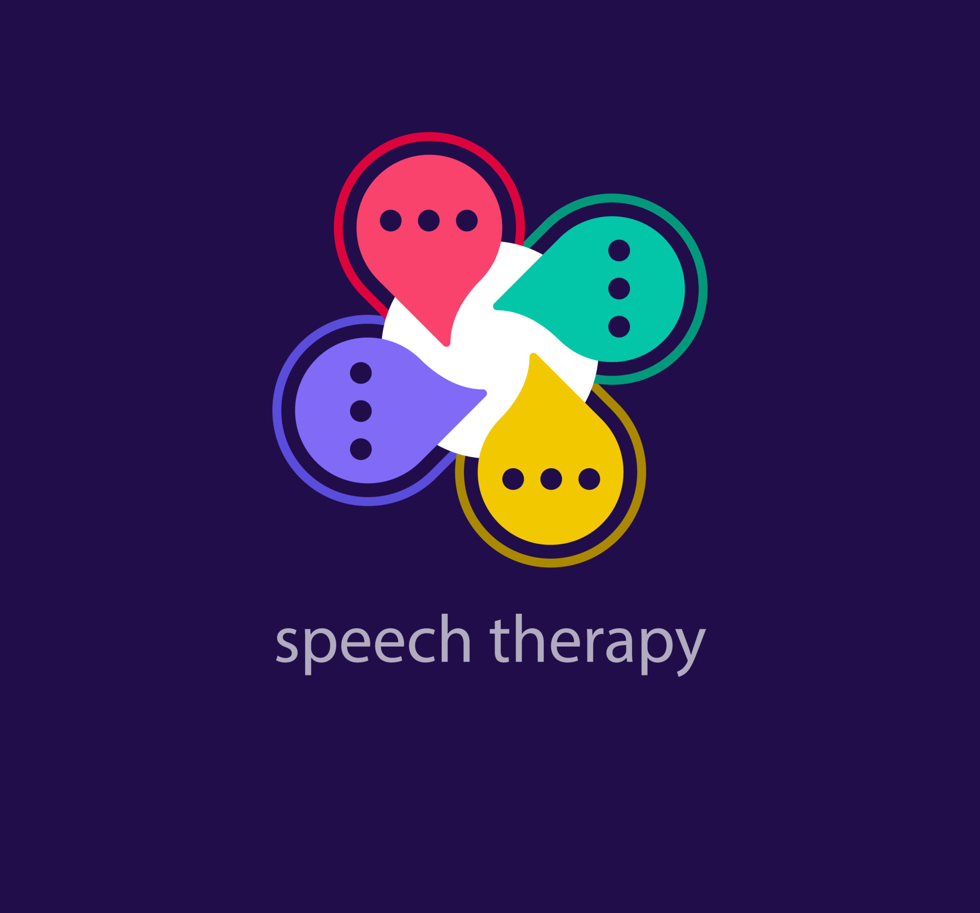 Modern speech therapy and dialog bubble logo. Unique color transitions ...