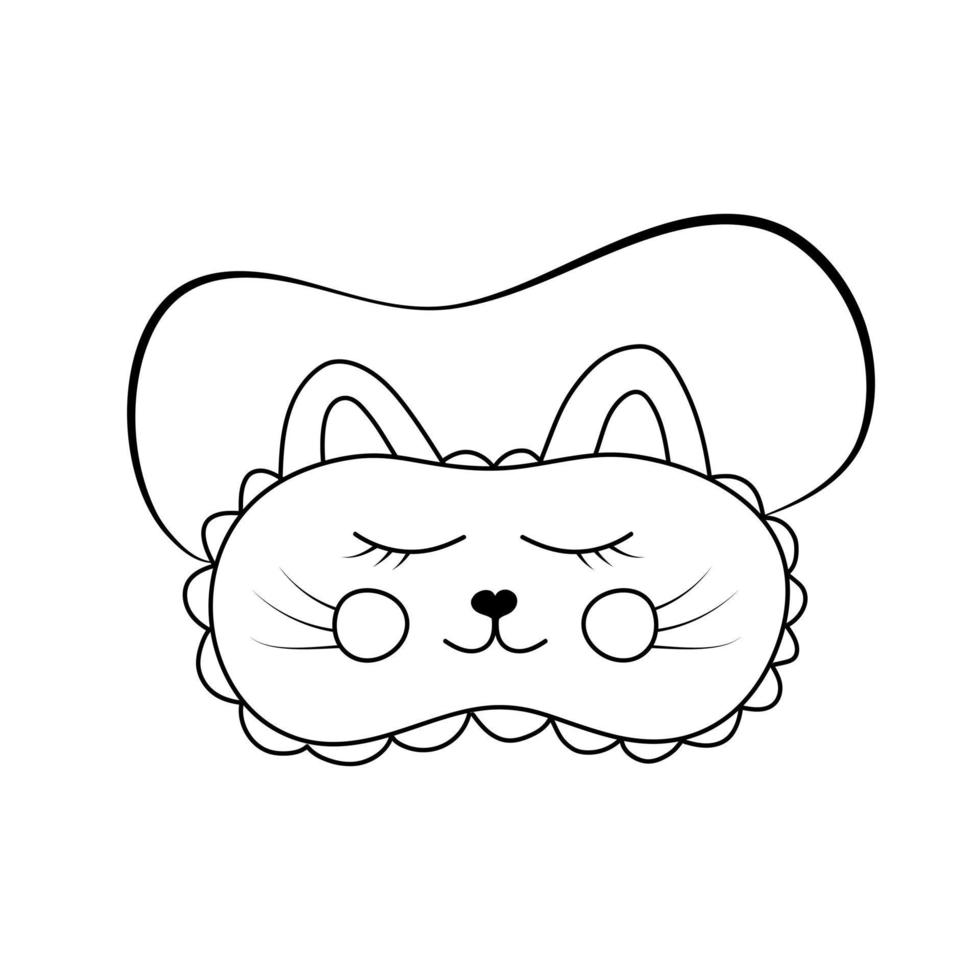 Cute sleeping mask in the shape of cat. Hand drawn illustration in doodle style. vector