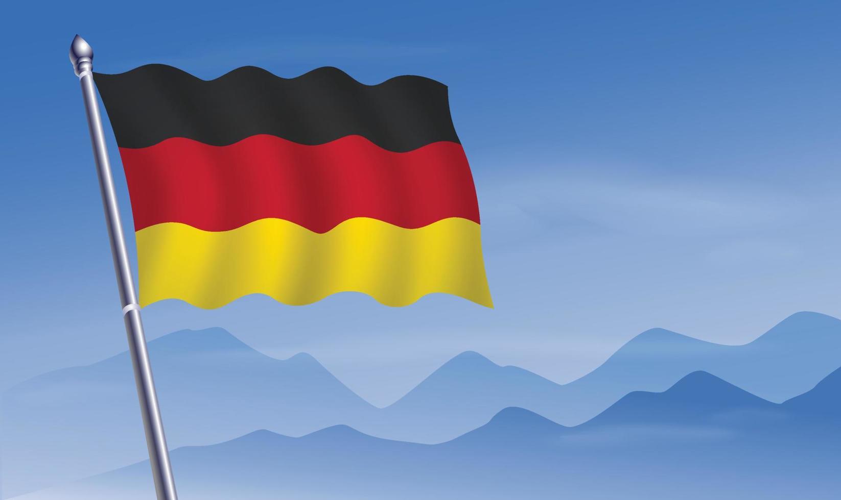 Germany flag with background of mountains and sky vector
