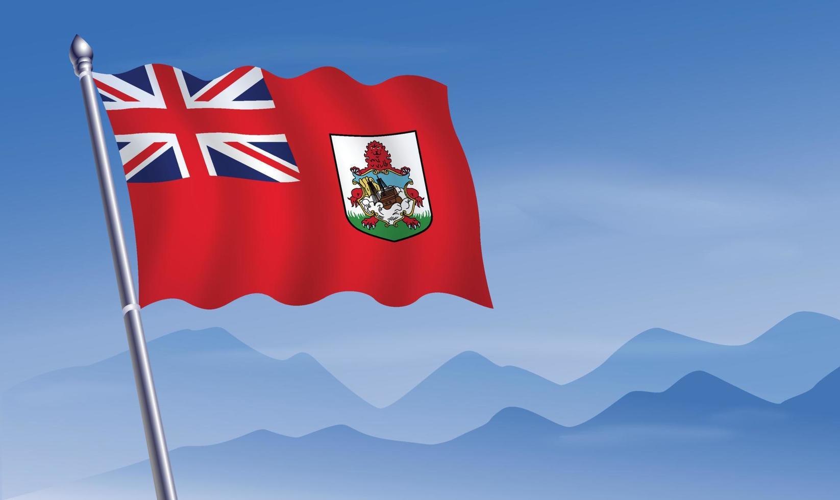 Bermuda flag with background of mountains and skynd blue sky vector