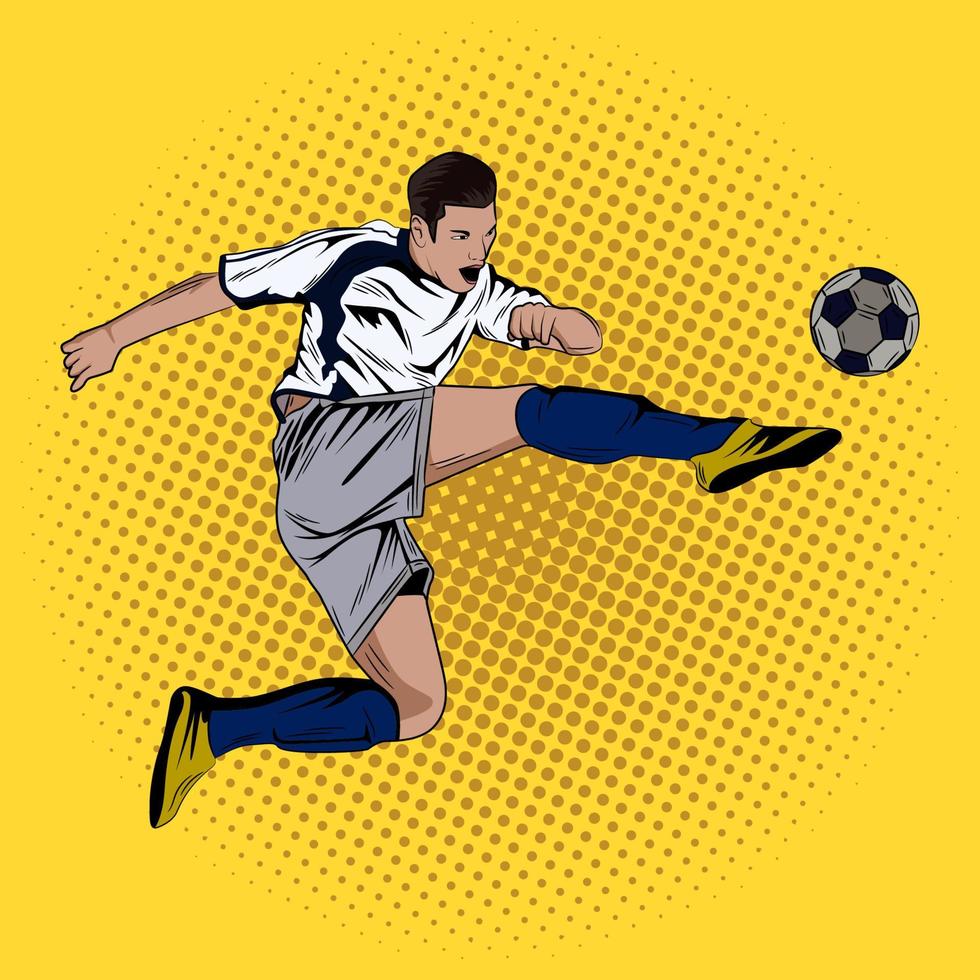 Pop Art Comic Football Player, Pop Art Soccer Player Vector Stock Illustration