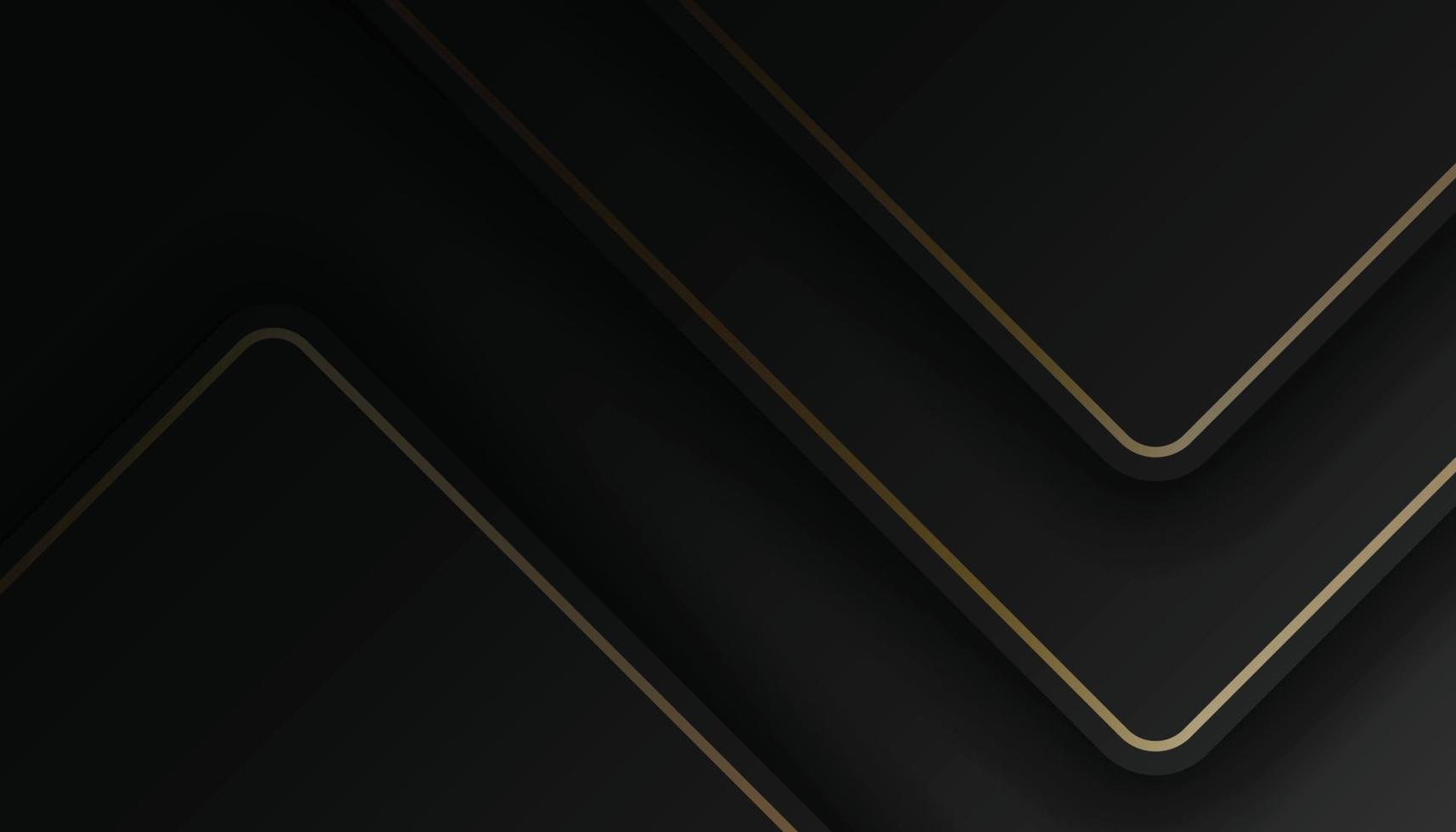 resumen formas oro líneas en negro fondo, minimalista lujo resumen fondo, dorado líneas en oscuro, moderno geométrico formas vector