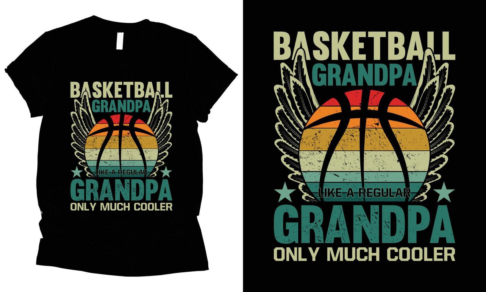 Basketball grandpa like a regular grandpa only much cooler vintage t-shirt design. vector