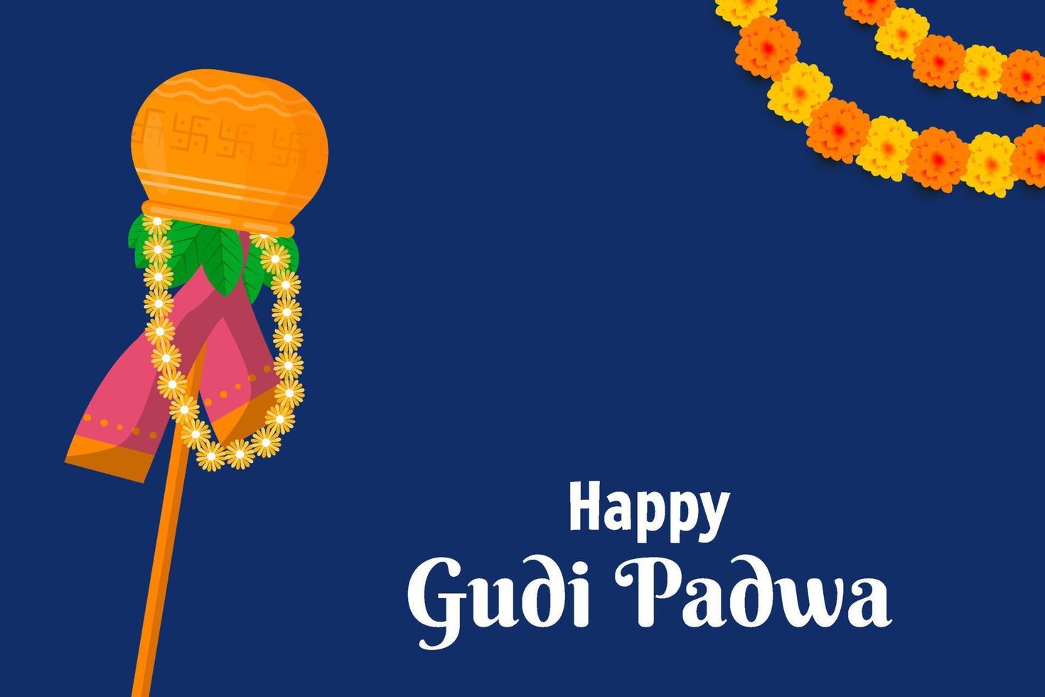 gudi padwa illustration in flat design style with copy space vector