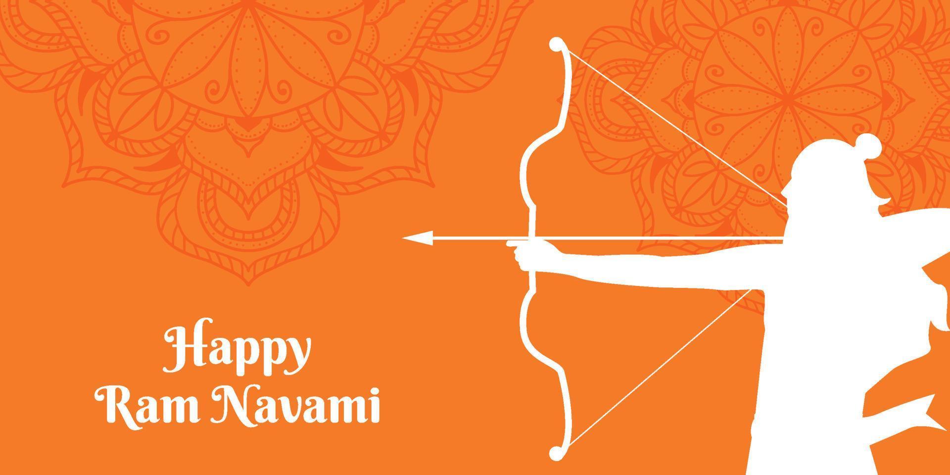 silhouette ram navami festival horizontal banner illustration vector