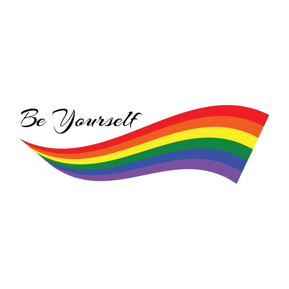 ser tú mismo. el símbolo de el lgbt comunidad. arco iris bandera ola. vector ilustración en transparente antecedentes