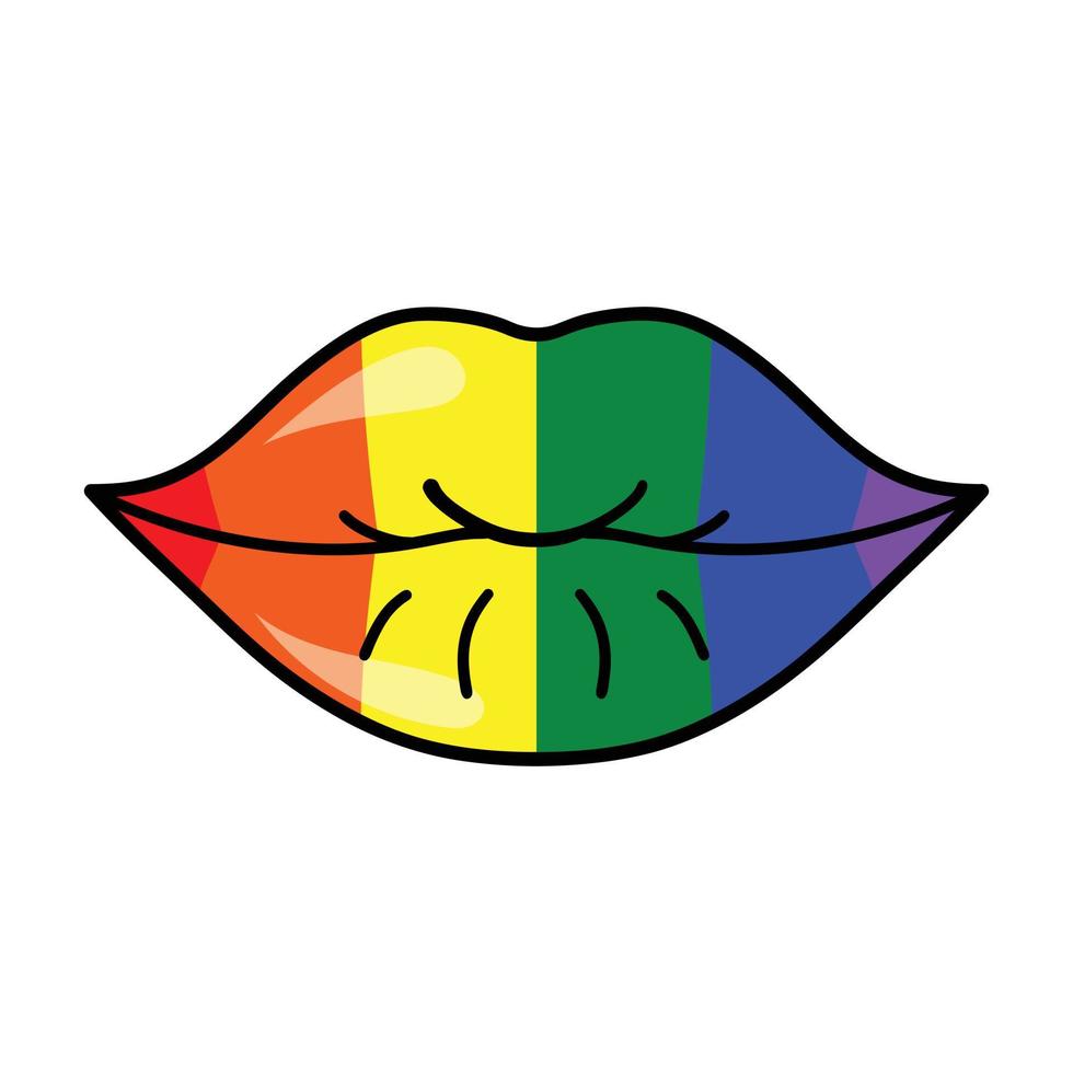 arco iris sexy brillante orgullo labios. símbolo lgbt. vector ilustración en transparente antecedentes