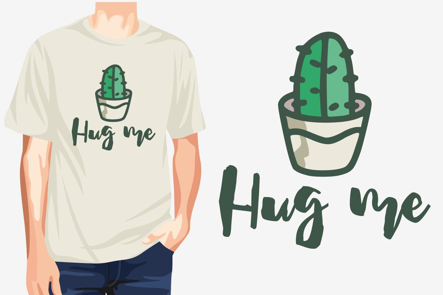 Beautiful green cute cactus t-shirt design illustration vector artwork