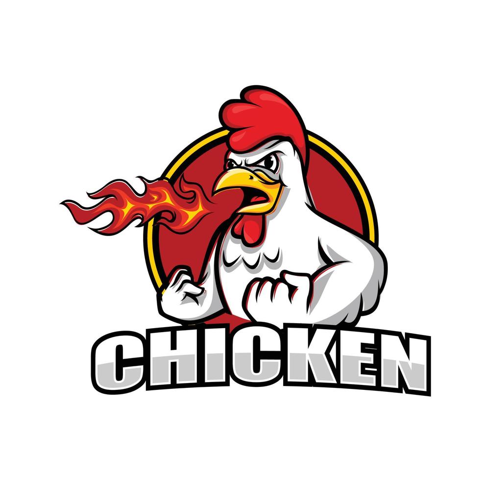 pollo mascota para restaurante logo inspiración vector