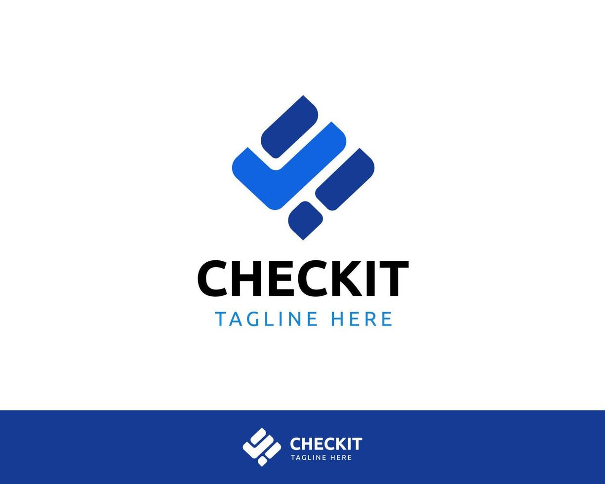 Blue Diamond and Checkmark Logo vector