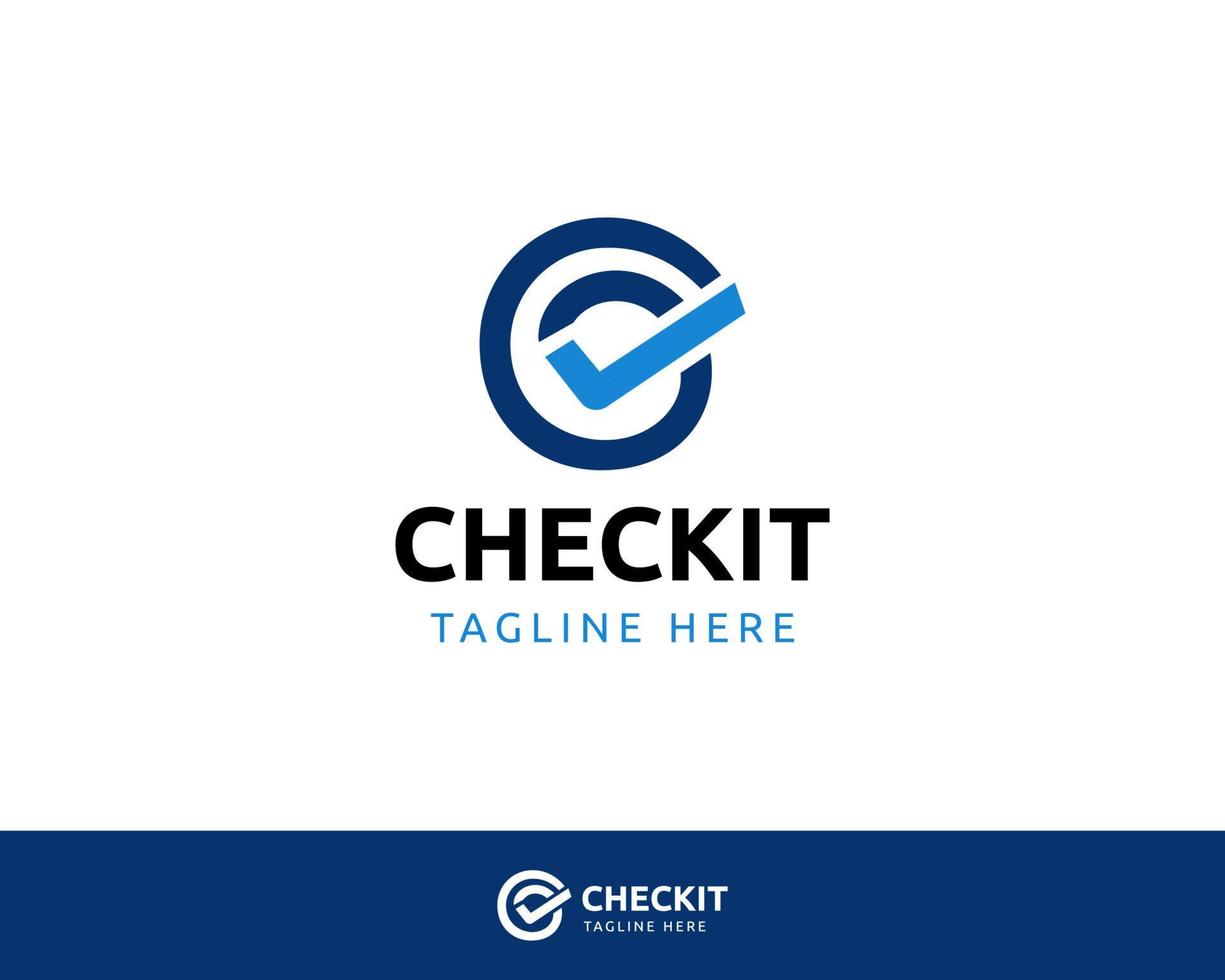 Blue Checkmark and circle modern logo design vector