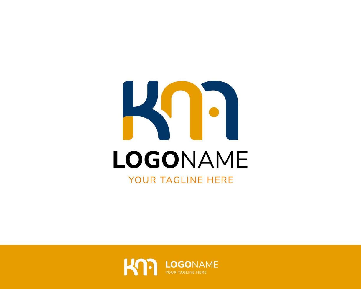Rounded KM or KMA Letter Logo Design vector