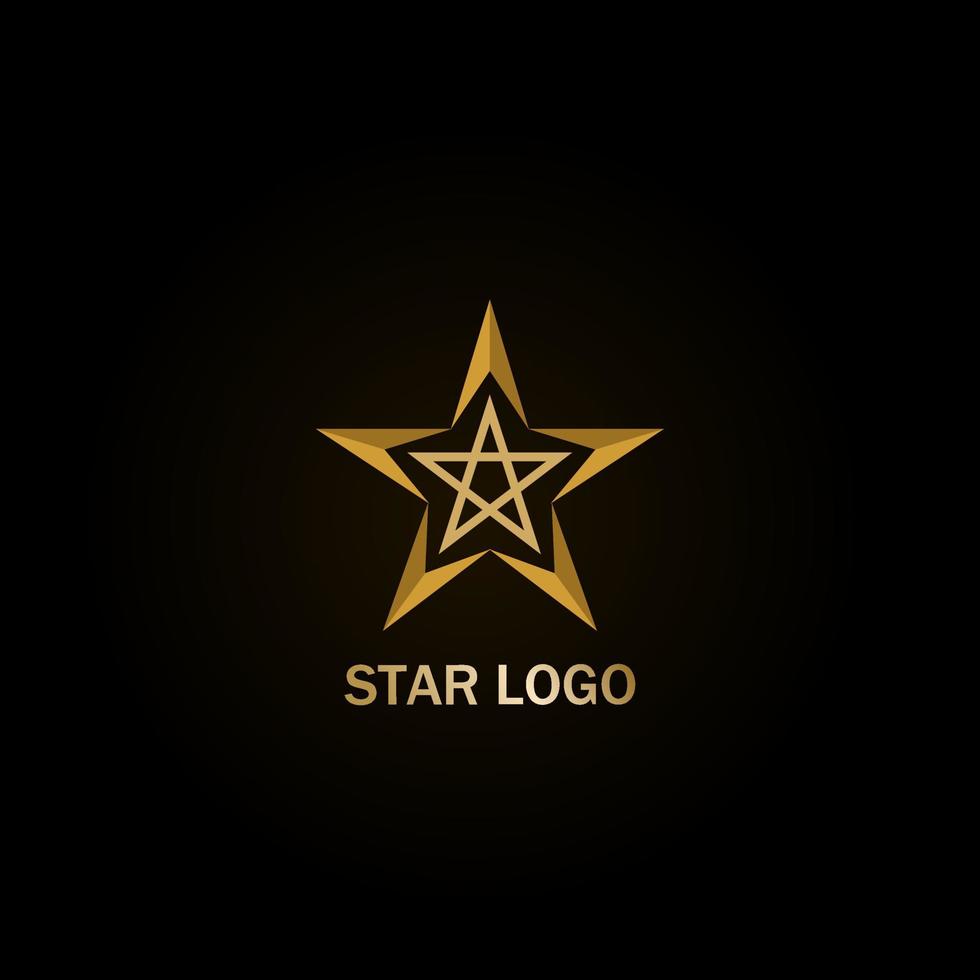 Gold Star Logo Vector on Black Background. Perfect For Your Business Logo Or Big Event Logo.