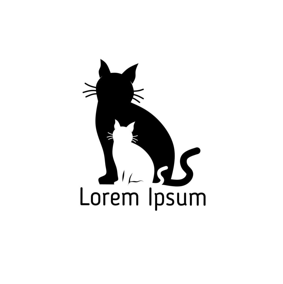 Pet shop logo design using mother cat and kitten icon vector template.