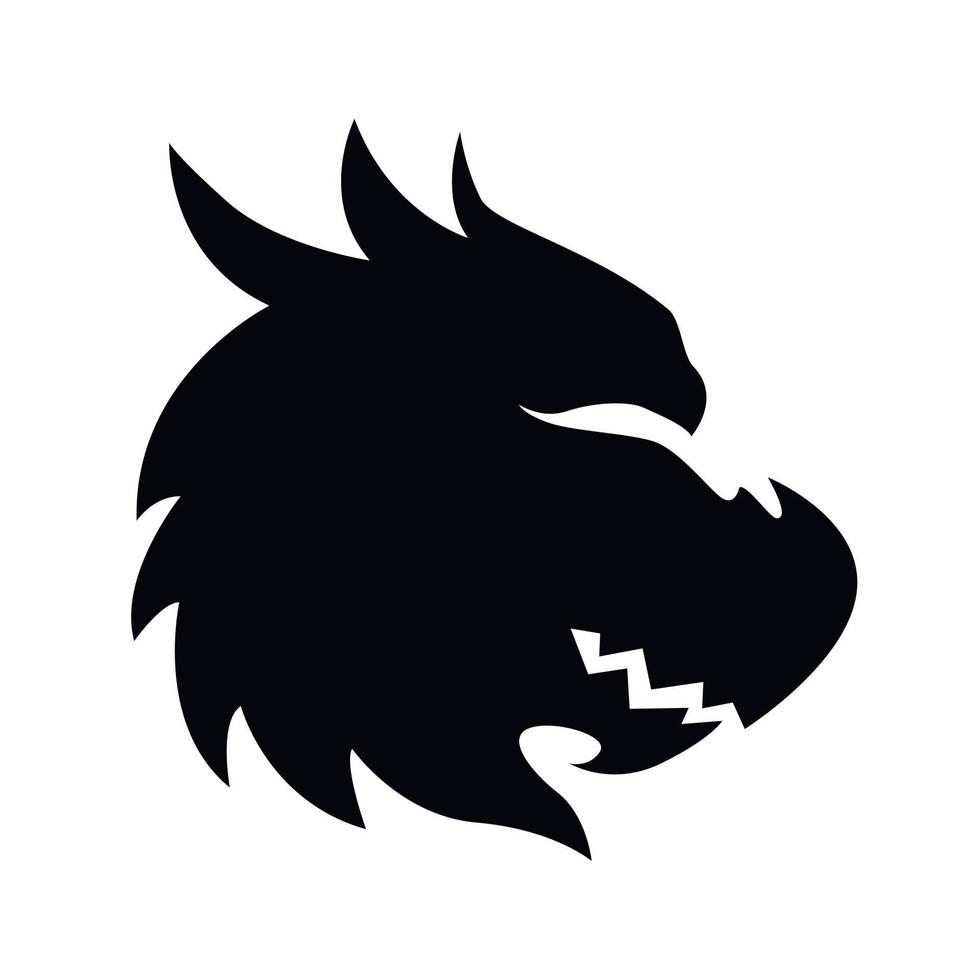 Dragon head mystical creature silhouette vector