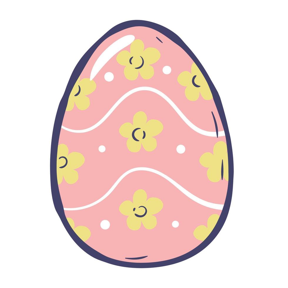 Doodle cartoon easter egg with pastel abstract pattern vector