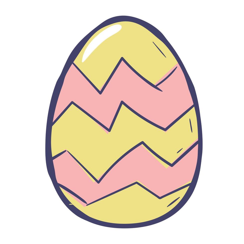 Doodle cartoon easter egg with pastel abstract pattern vector