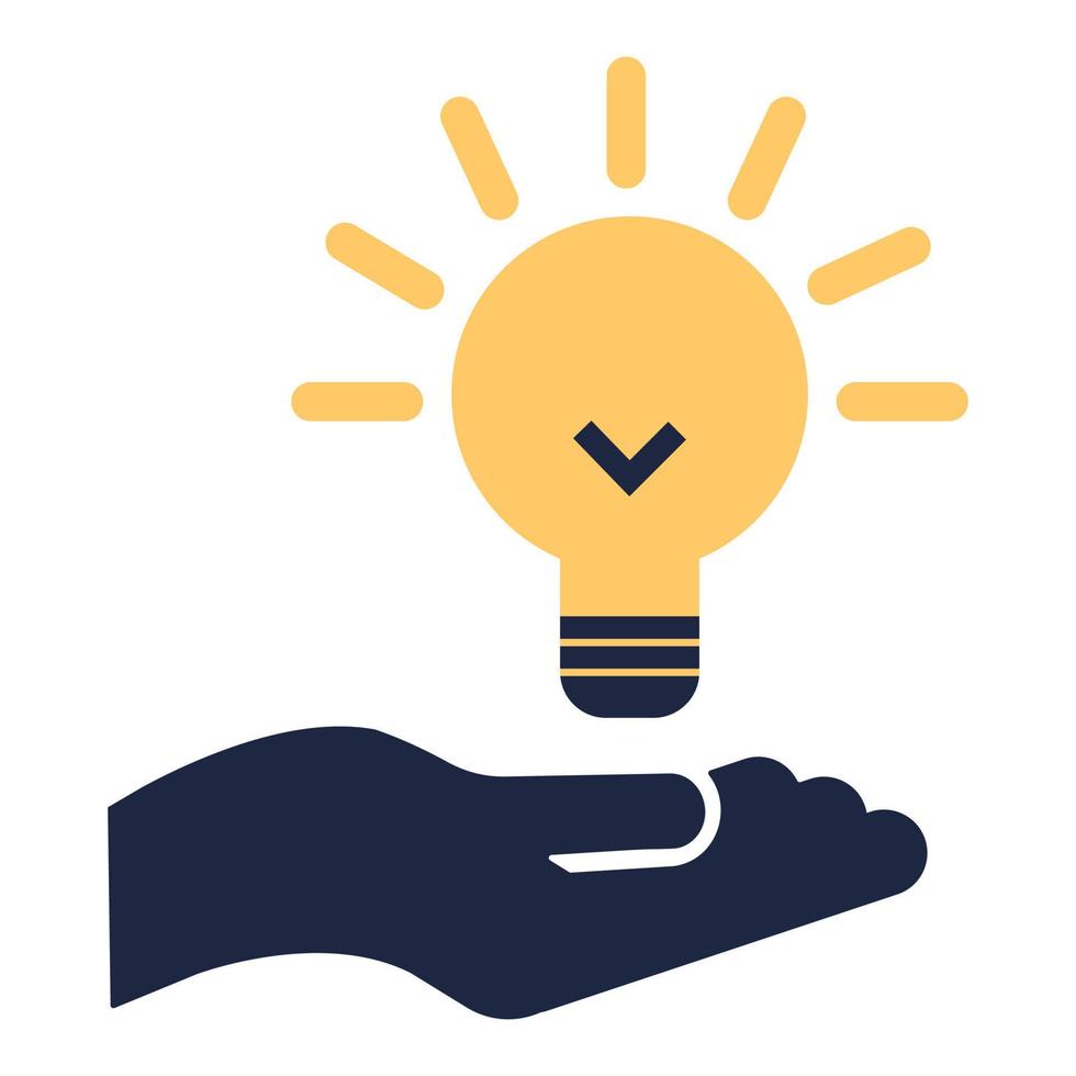 isolate hand holding light bulb idea icon symbol vector