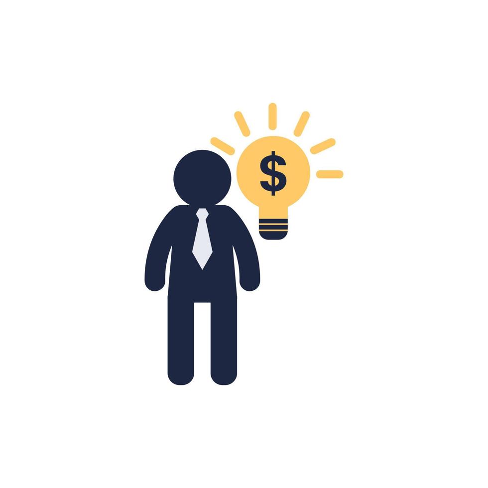 isolate man with light bulb idea icon symbol man avatar icon vector